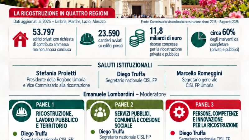 Sindacati e Istituzioni oggi (9) a Cascia per fare il punto sulla ricostruzione